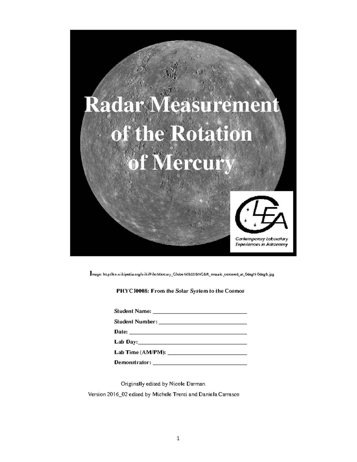 Lab2 2016 - Radar Measurement of the Rotation of Mercury Image: - Studocu