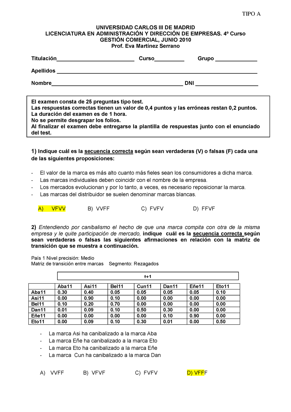 Examen 11 Direccion Comercial Studocu