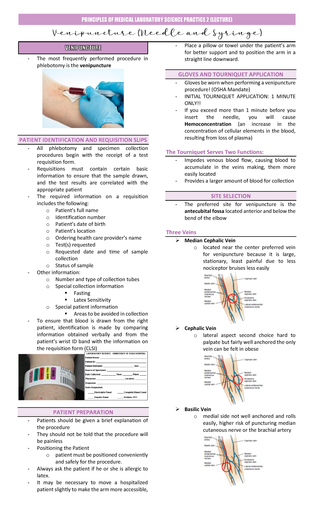Venipuncture (Needle and Syringe) - PRINCIPLES OF MEDICAL LABORATORY ...