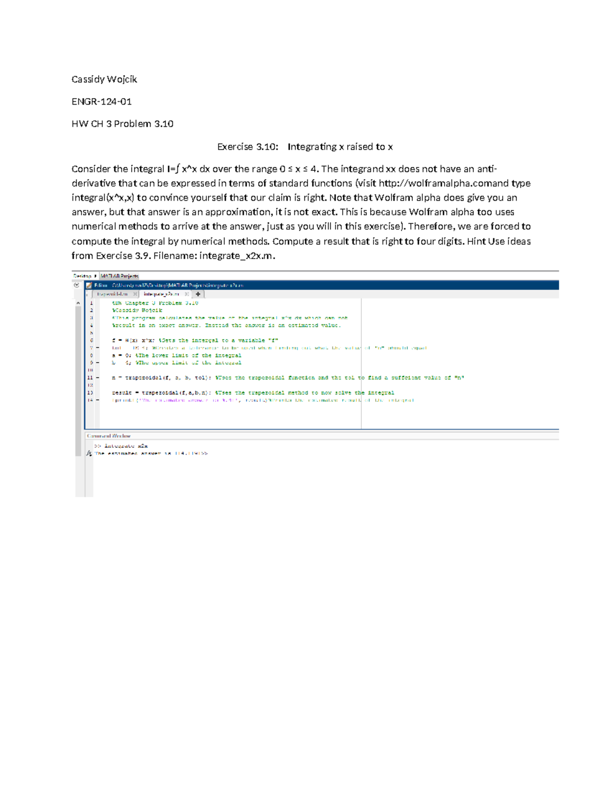 HW CH3 Problem 3 - Matlab programming homework - Cassidy Wojcik ENGR ...