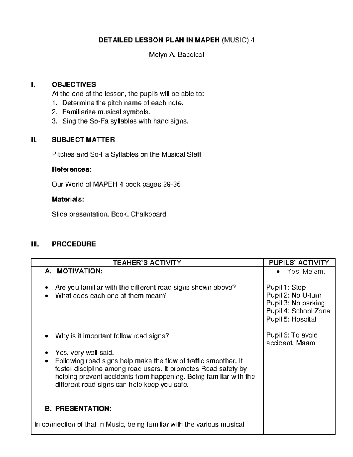 Mapeh-4-lesson-plan Compress - DETAILED LESSON PLAN IN MAPEH (MUSIC) 4 ...