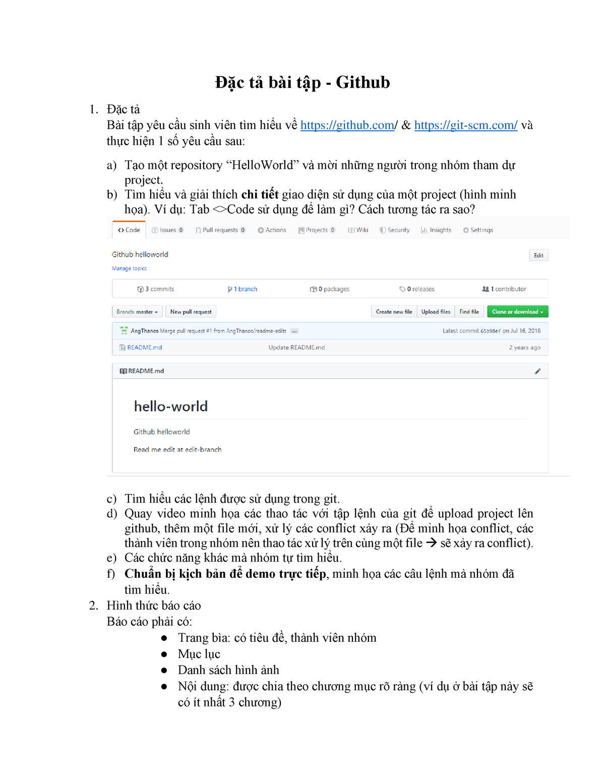 Bai Tap So 2-Git - Giơi Thiệu Cách Dùng Git - Đặc Tả Bài Tập - Github ...