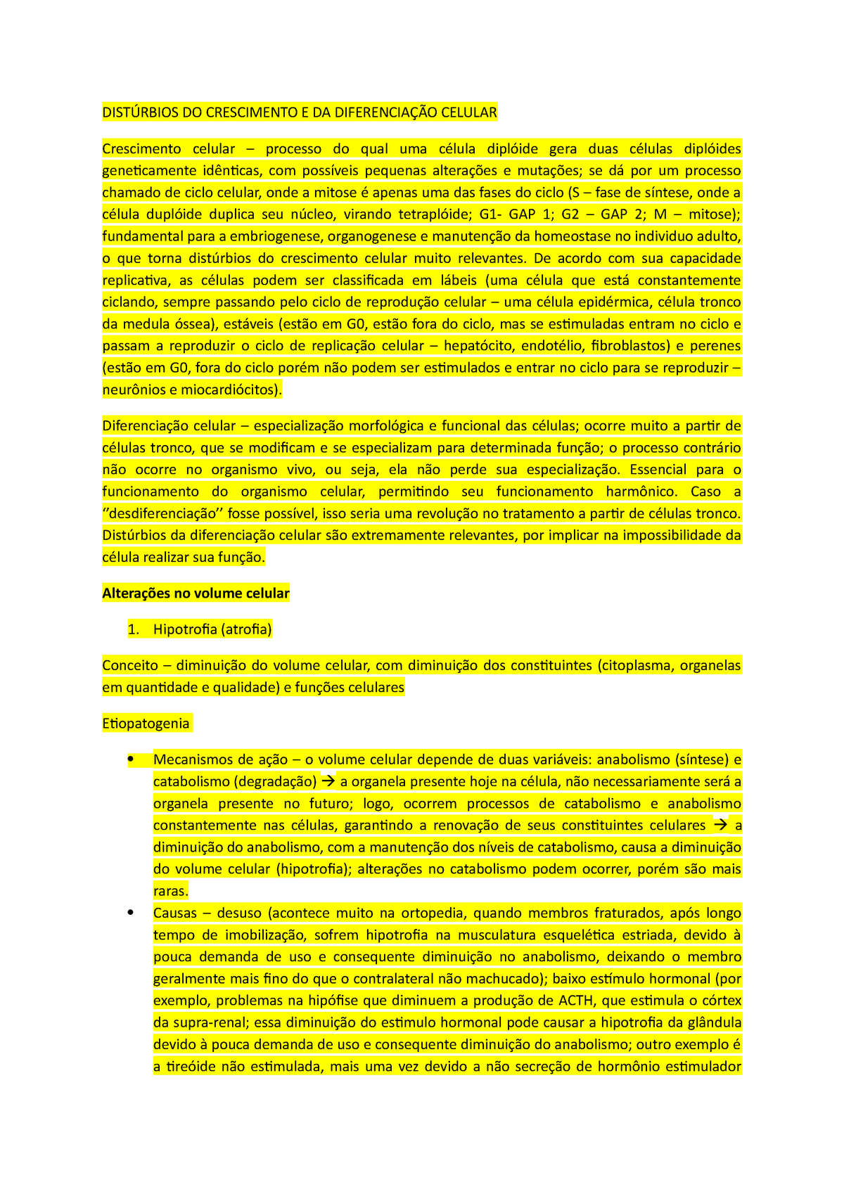 Distúrbios Do Crescimento E Da Diferenciação Celular Do Crescimento E Da Celular Crescimento 6550