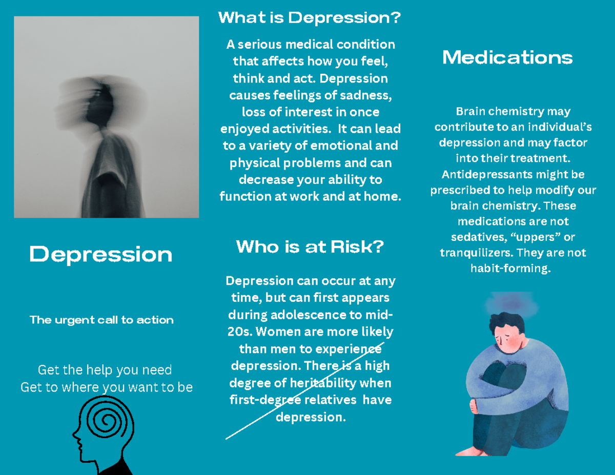 Blue and white mental health modern user information brochure - What is ...