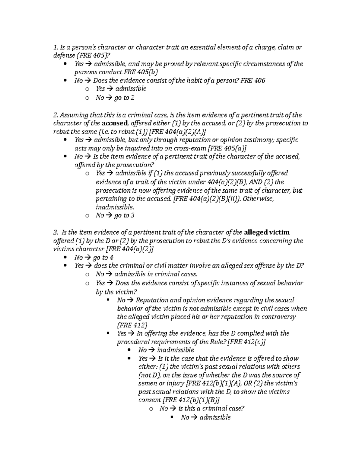 character-evidence-flowchart-studocu