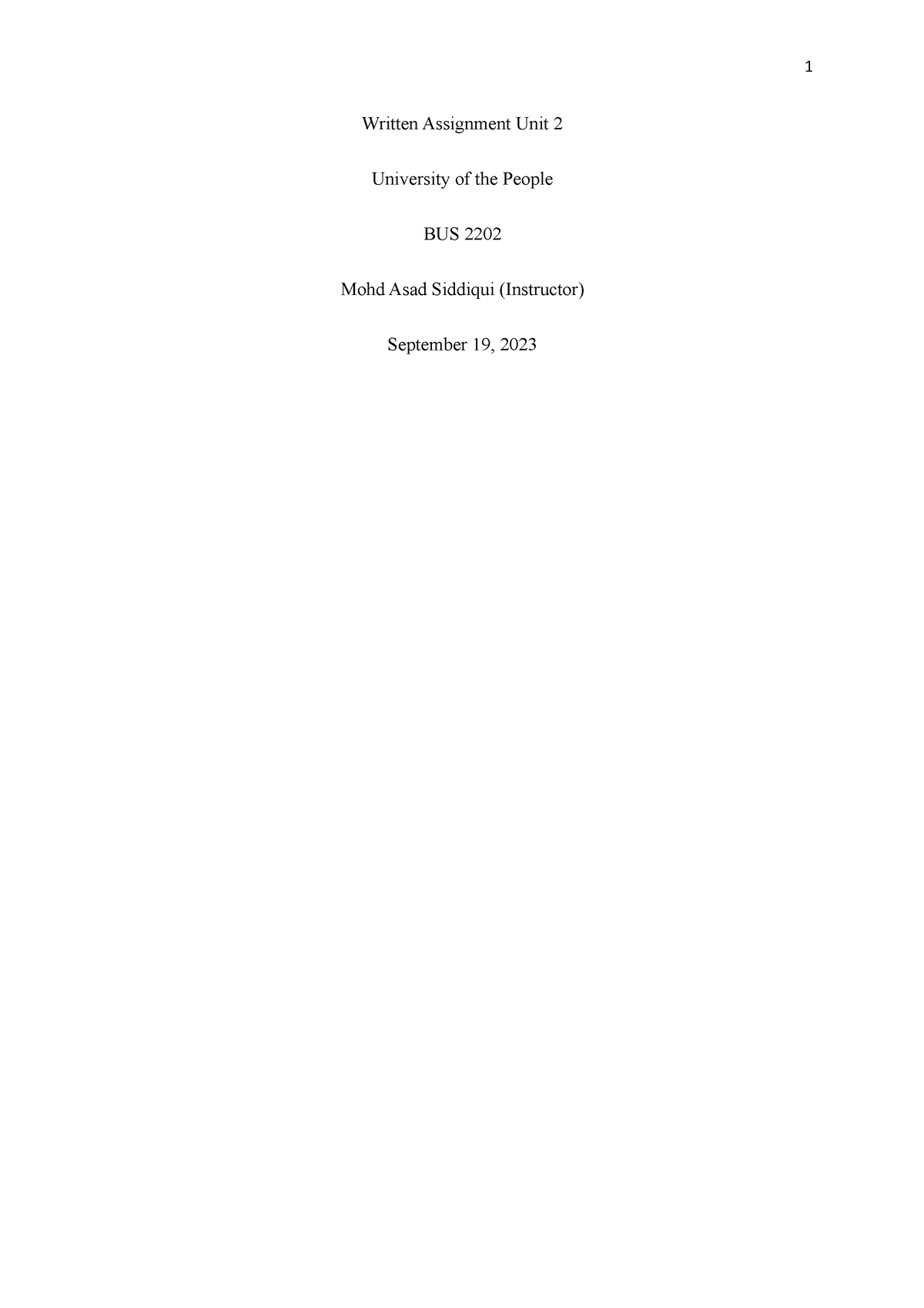 Unit 2 Written Assignment BUS 2202 - Written Assignment Unit 2 ...