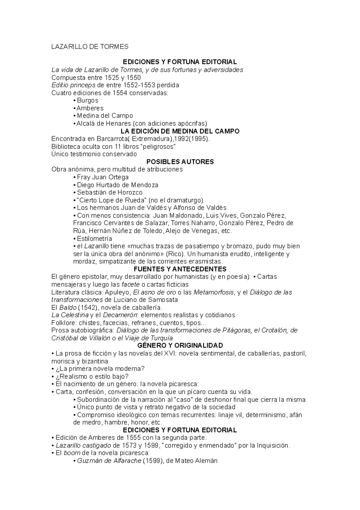Lazarillo DE Tormes - LAZARILLO DE TORMES EDICIONES Y FORTUNA EDITORIAL
