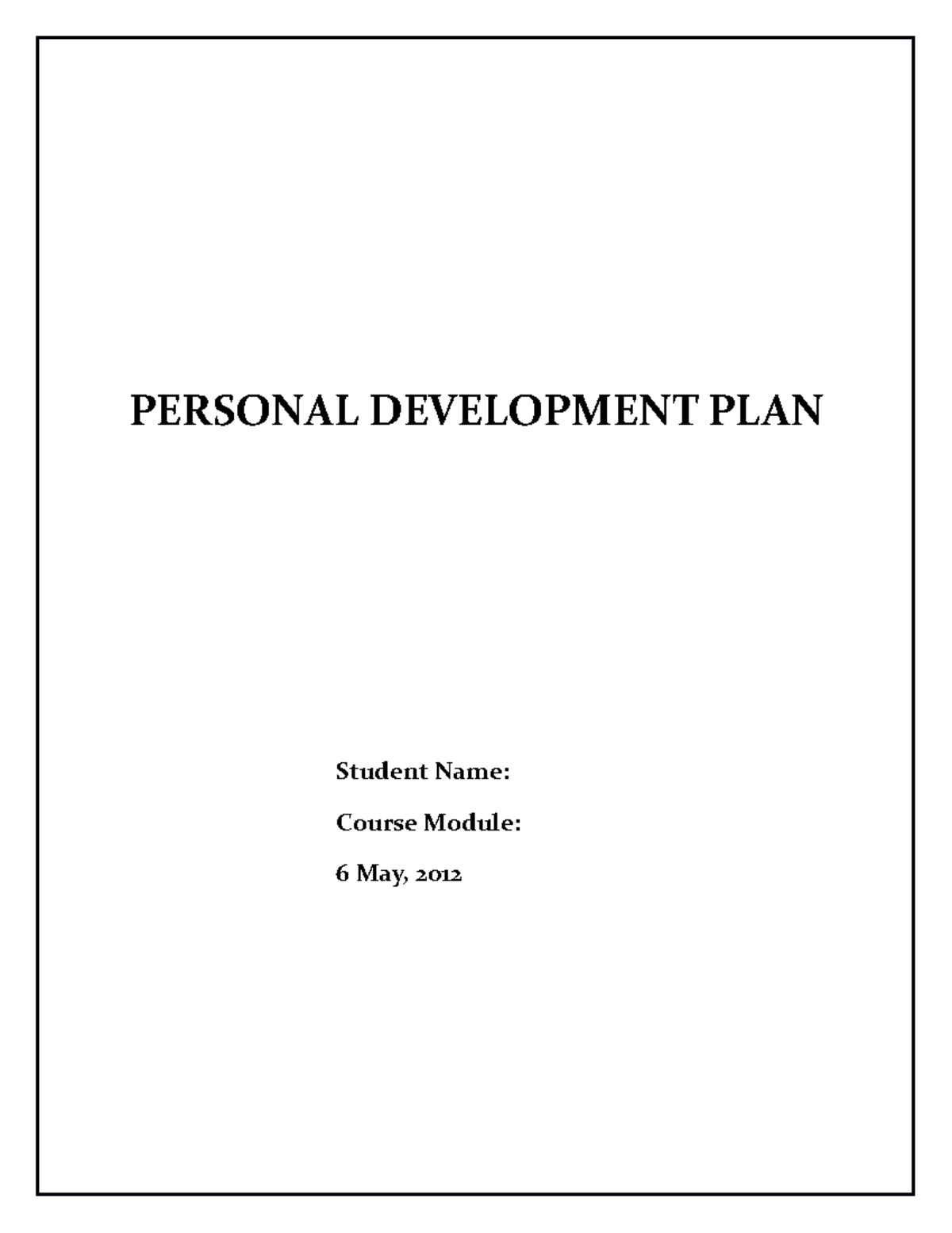 Final Personal Development Plan - PERSONAL DEVELOPMENT PLAN Student ...