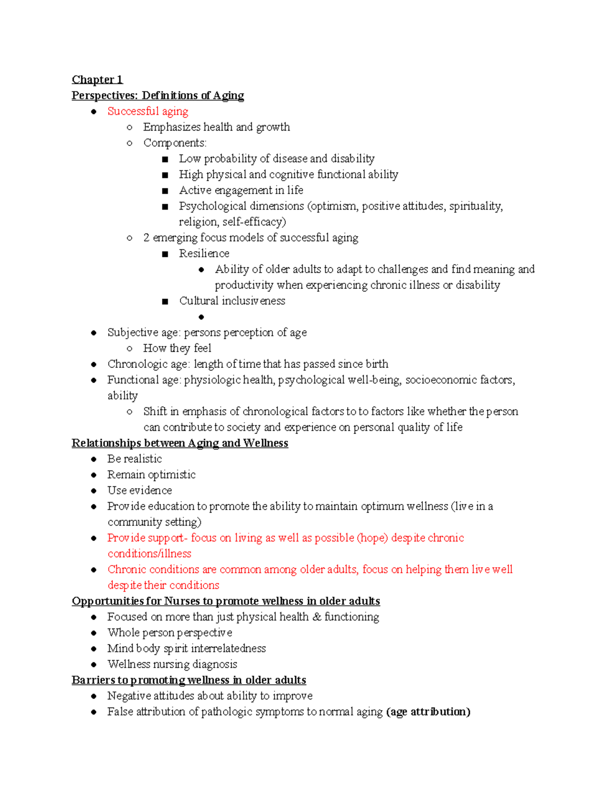Older Adult Ch 1-4 - Chapter 1 Perspectives: Definitions of Aging ...