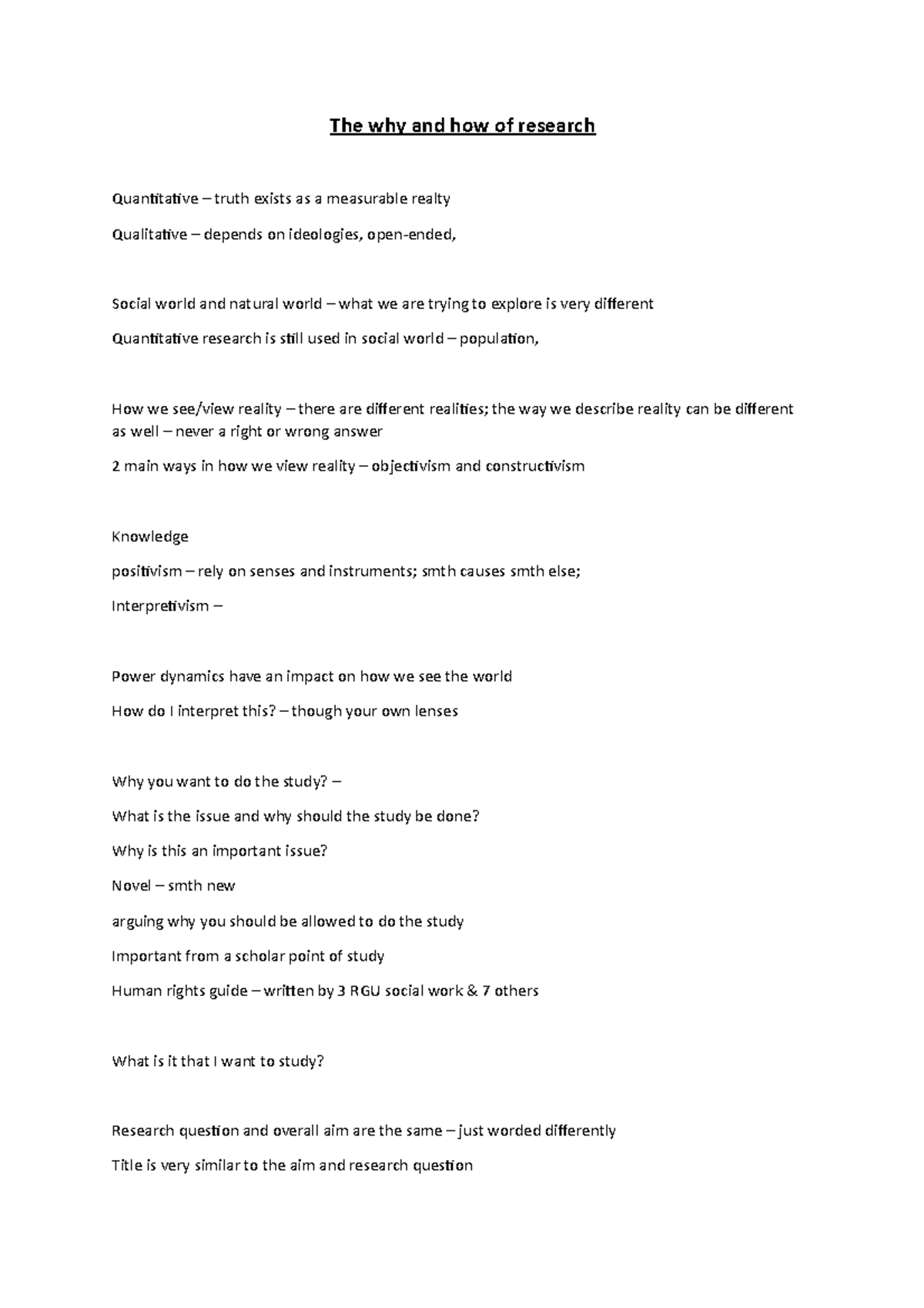 Rationale, Questions, Aim, Objectives, Methods - The why and how of ...