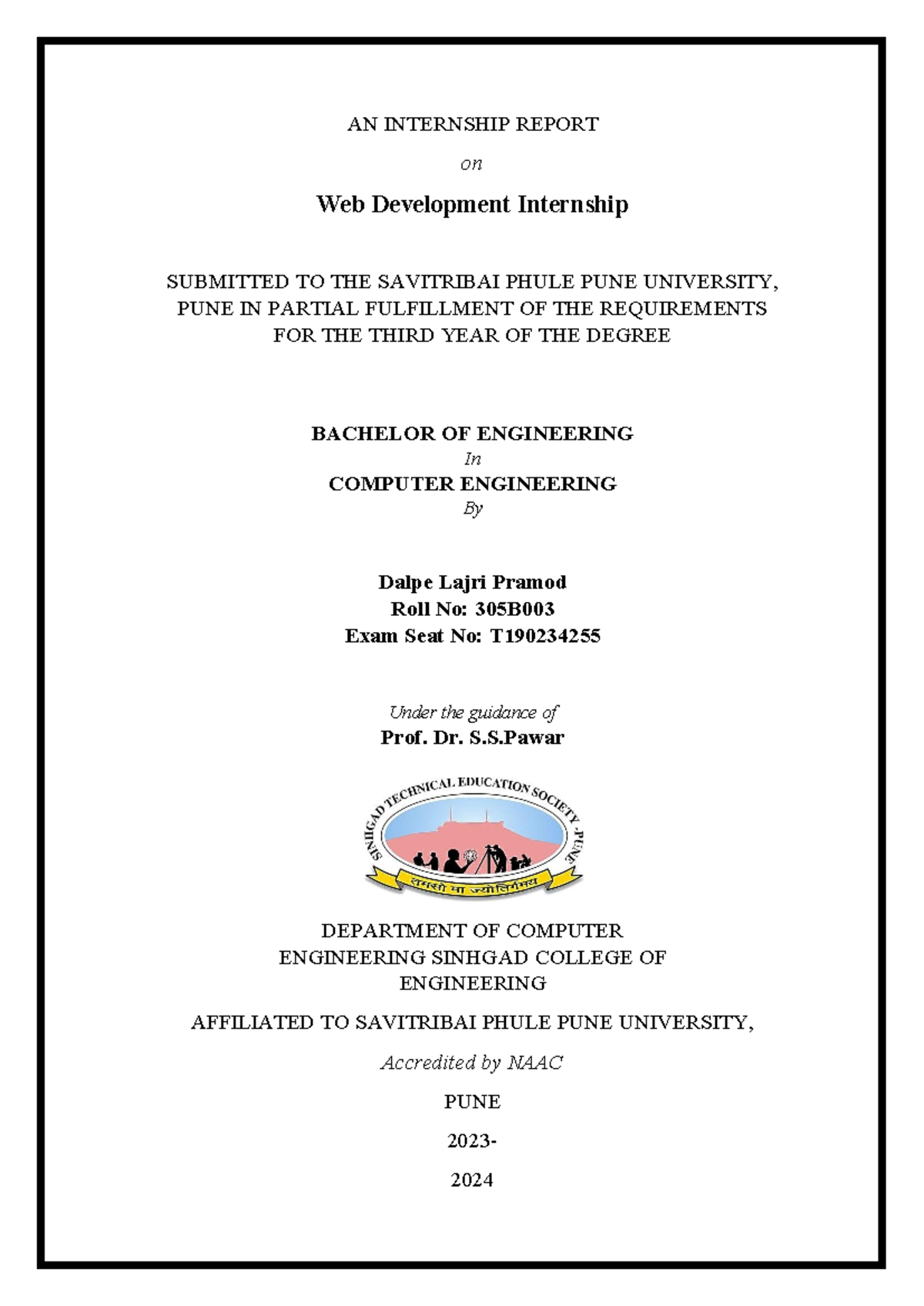 LDreport - Internship Report - AN INTERNSHIP REPORT on Web Development ...