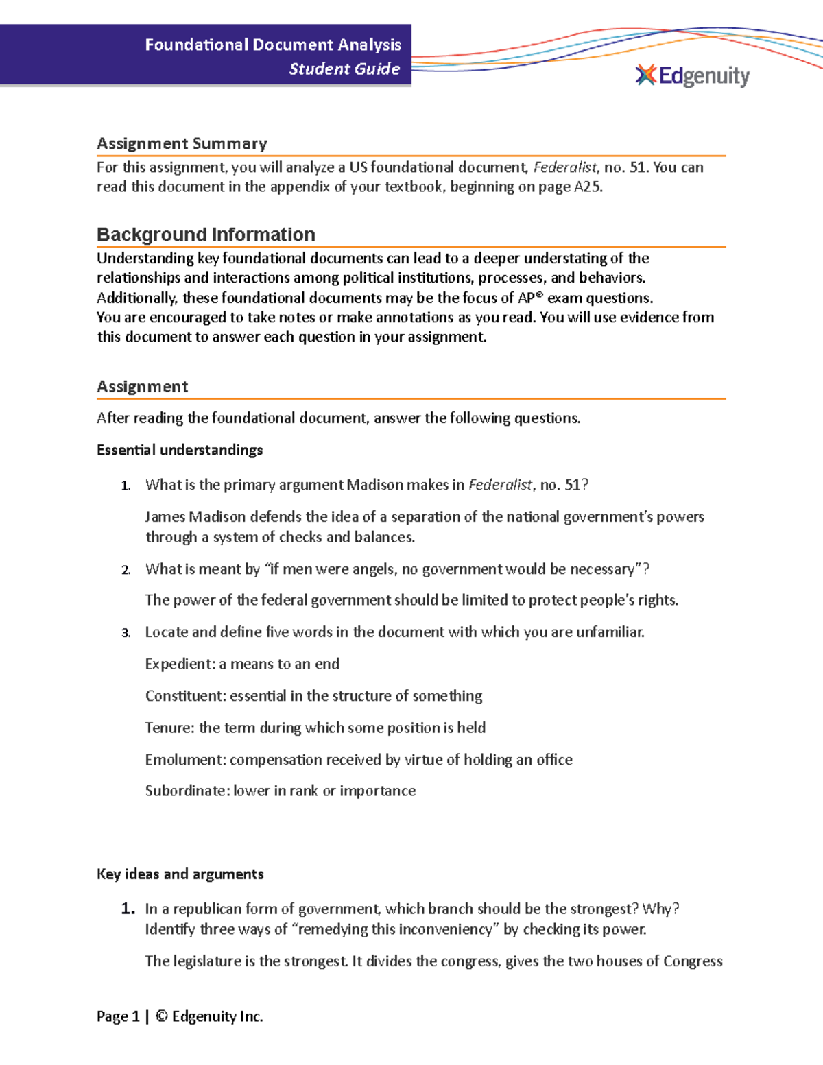 Federalist no. 51- B Sutt - Assignment Summary For this assignment, you ...