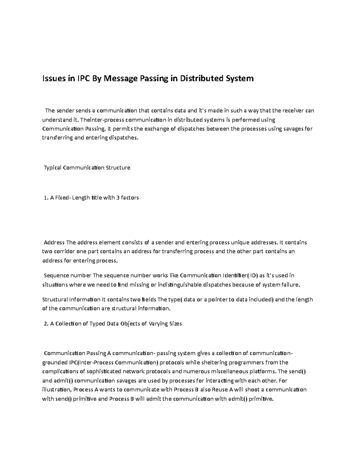 Issues in IPC By Message Passing in Distributed System - Theinter ...