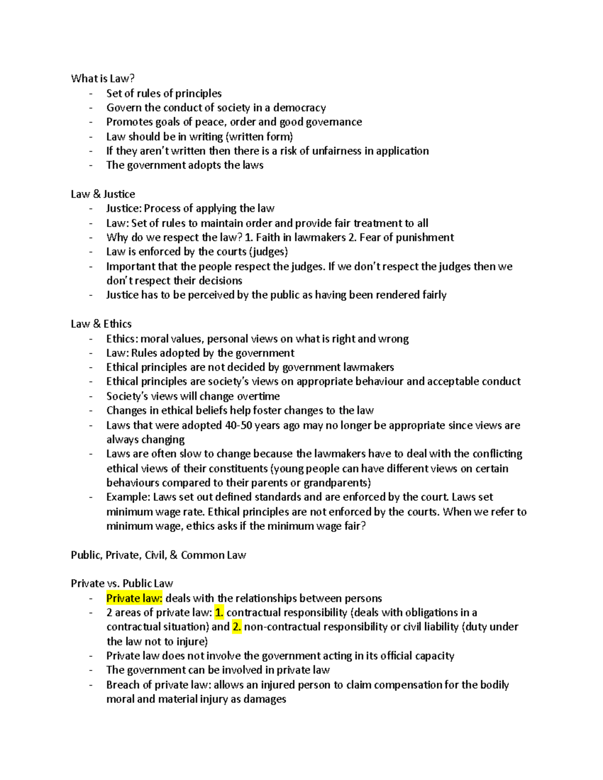 Lesson 1 Comm 315 - What is Law? - Set of rules of principles - Govern ...
