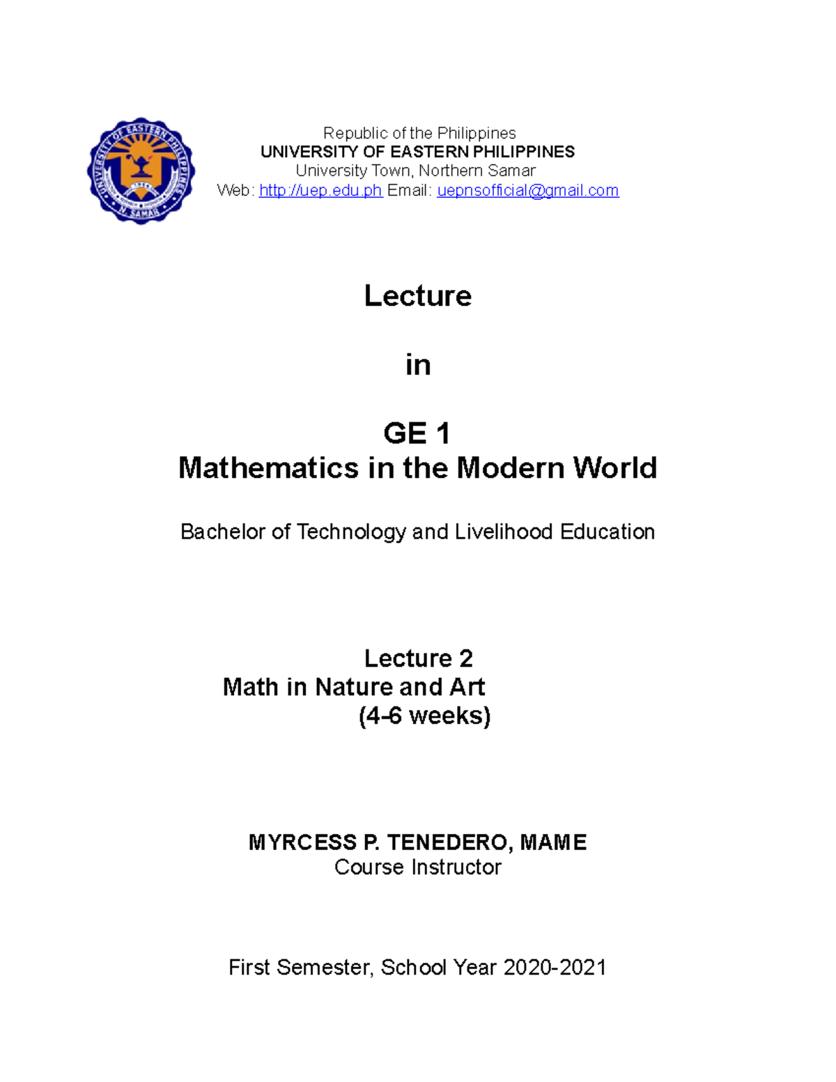 MMW part of Chapter 2 Lecture - Republic of the Philippines UNIVERSITY ...