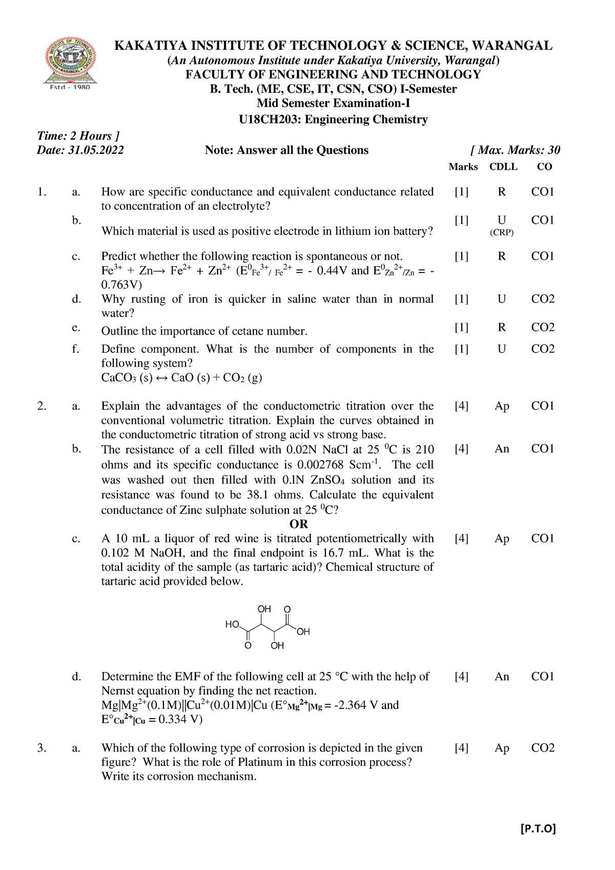 MSE-1QP - Bshdhh - [P.T] KAKATIYA INSTITUTE OF TECHNOLOGY & SCIENCE ...