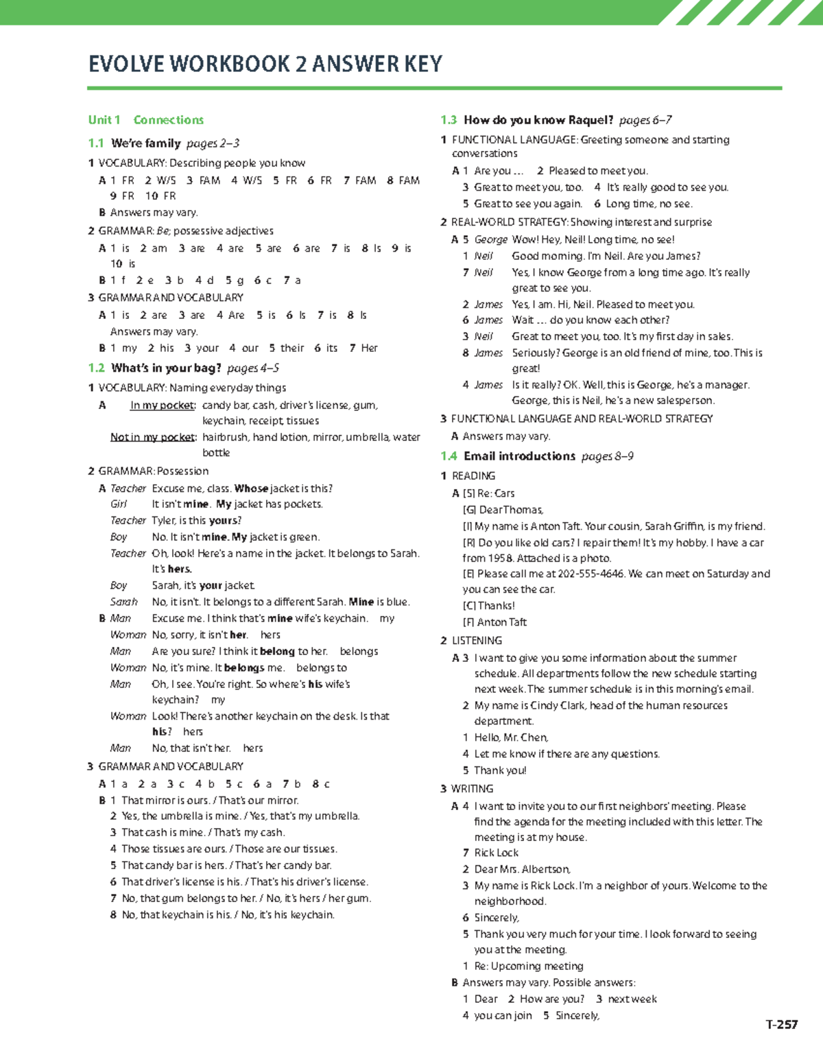 Unit+1+Answers+Workbook - Unit 1 Connections 1 We’re family pages 2– 1 ...