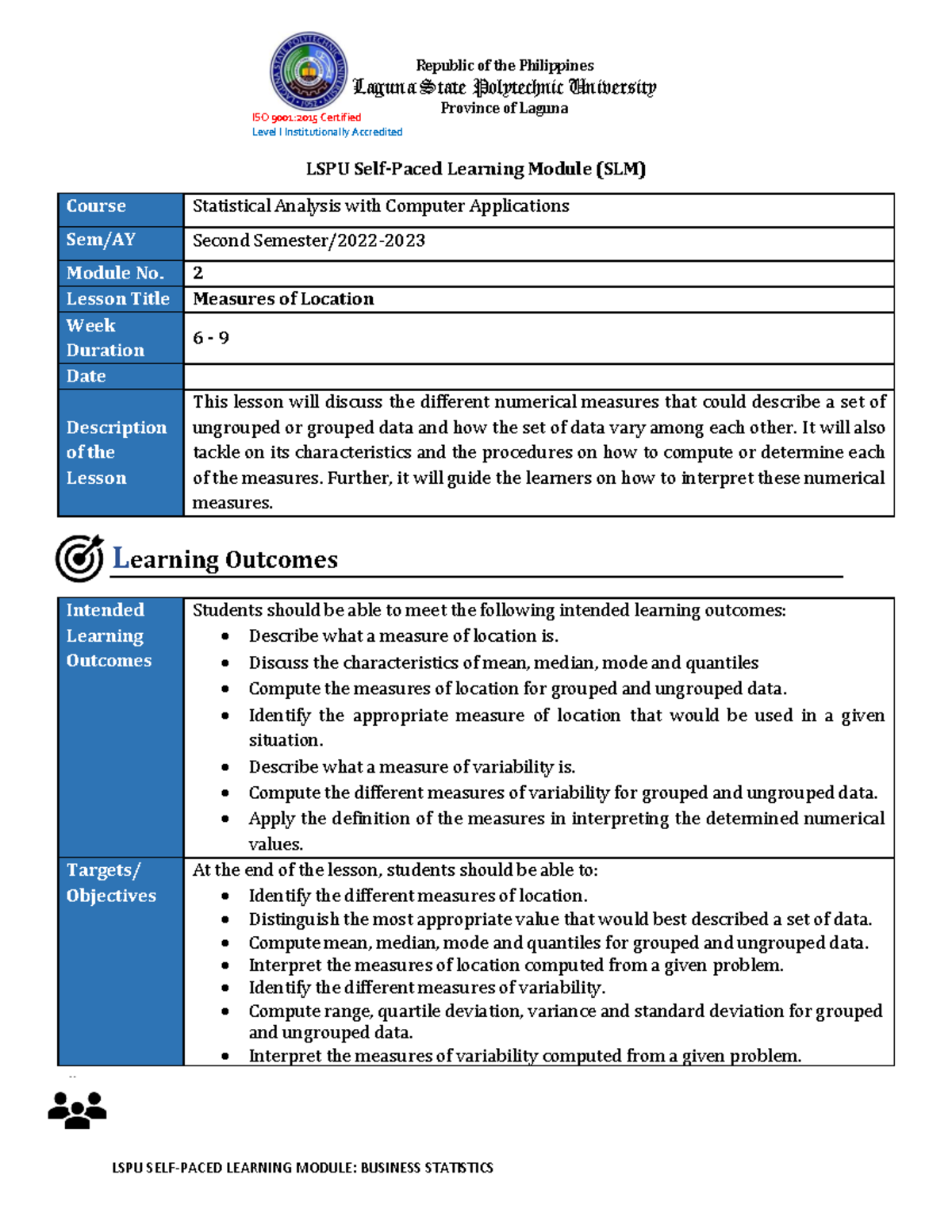 BSA SLM2 Statistical Analysis with Computer Applications 2022-2023 ...