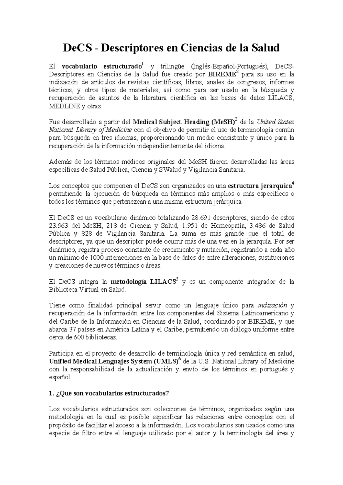 Descriptores en Ciencias de la Salud