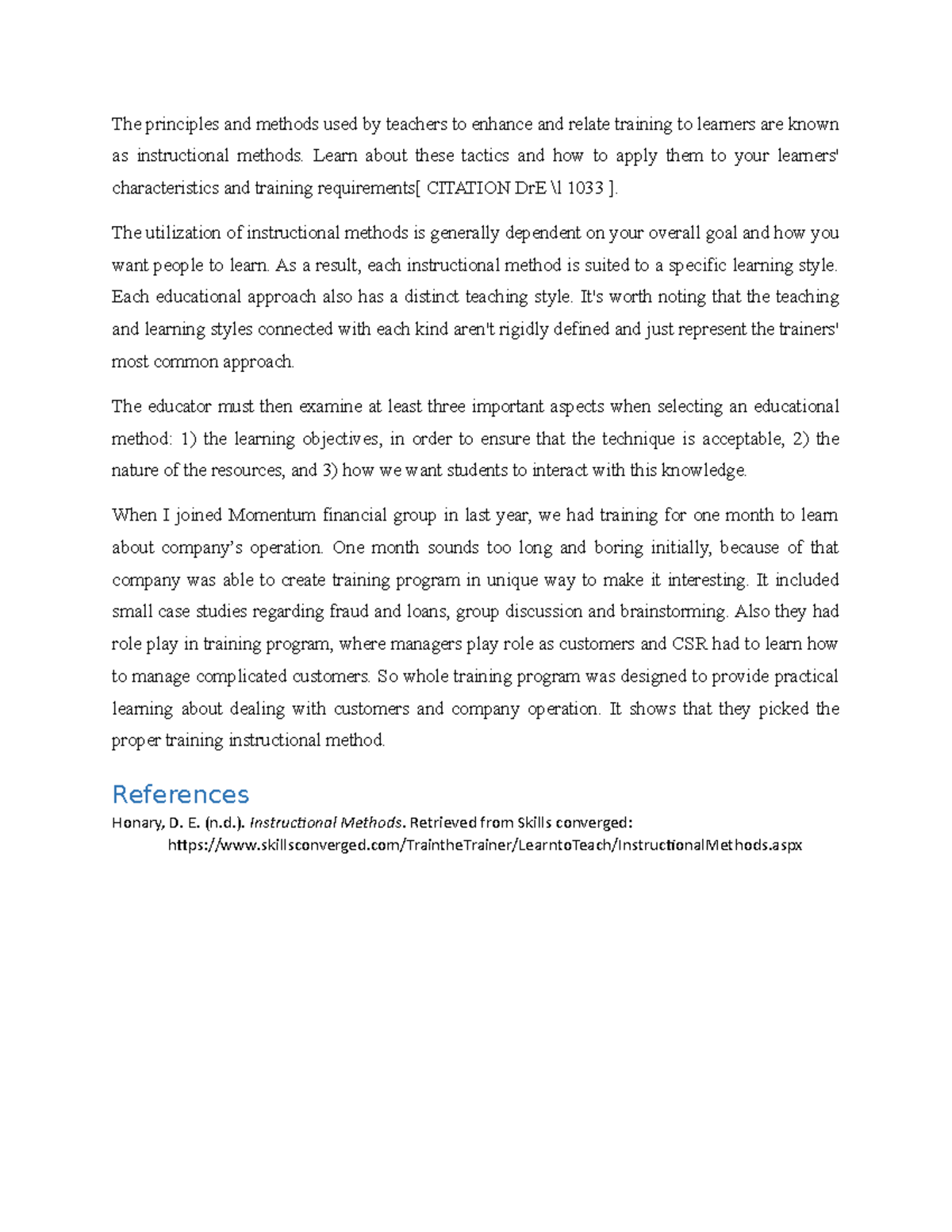 Discussion 5 - training and development discusion - The principles and ...