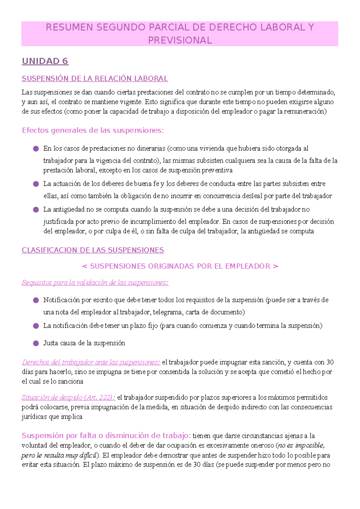Resumen Segundo Parcial DE Derecho Laboral Y Previsional - RESUMEN ...