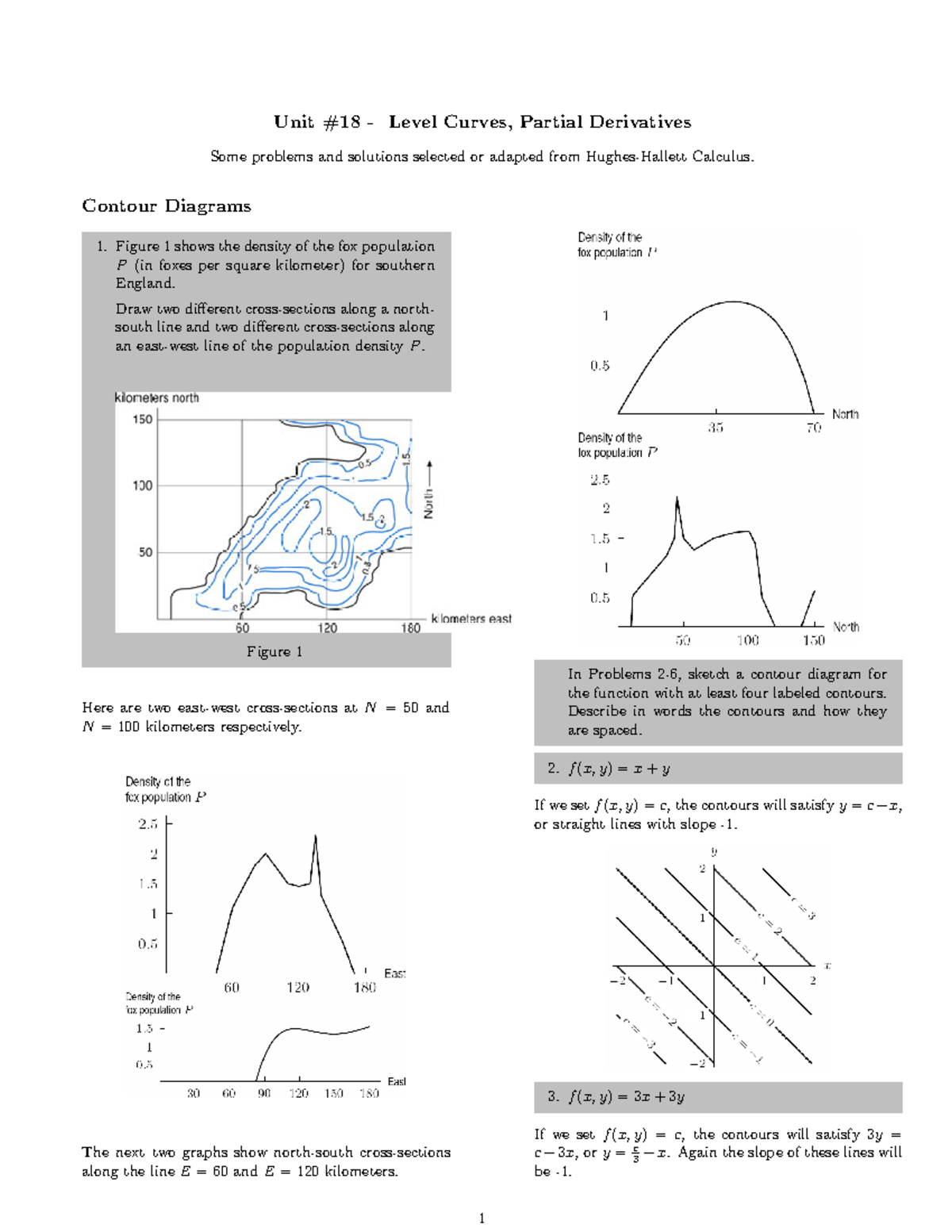 Unit18 solutions - Unit #18 - Level Curves, Partial Derivatives Some ...