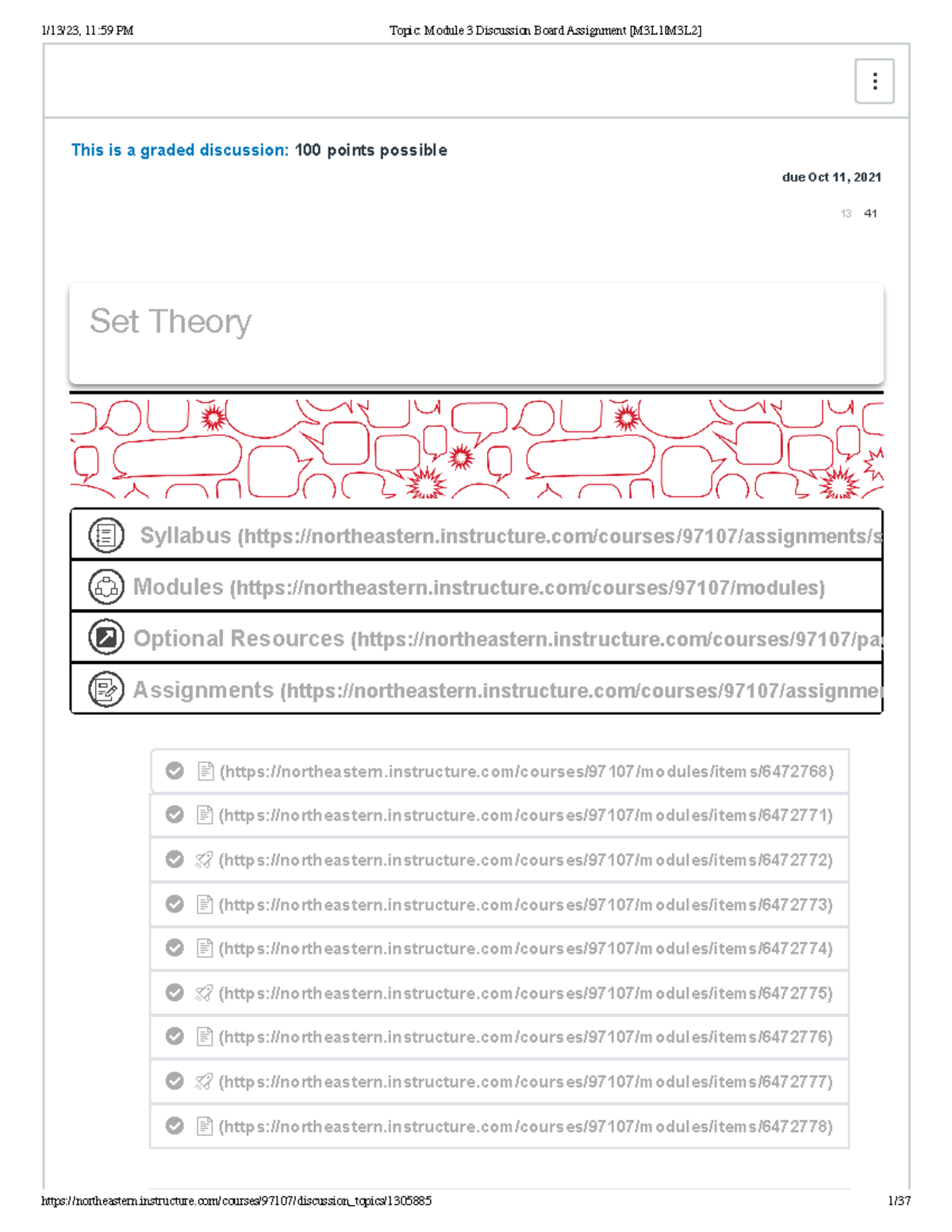Topic Module 3 Discussion Board Assignment [M3L1 M3L2] This is a