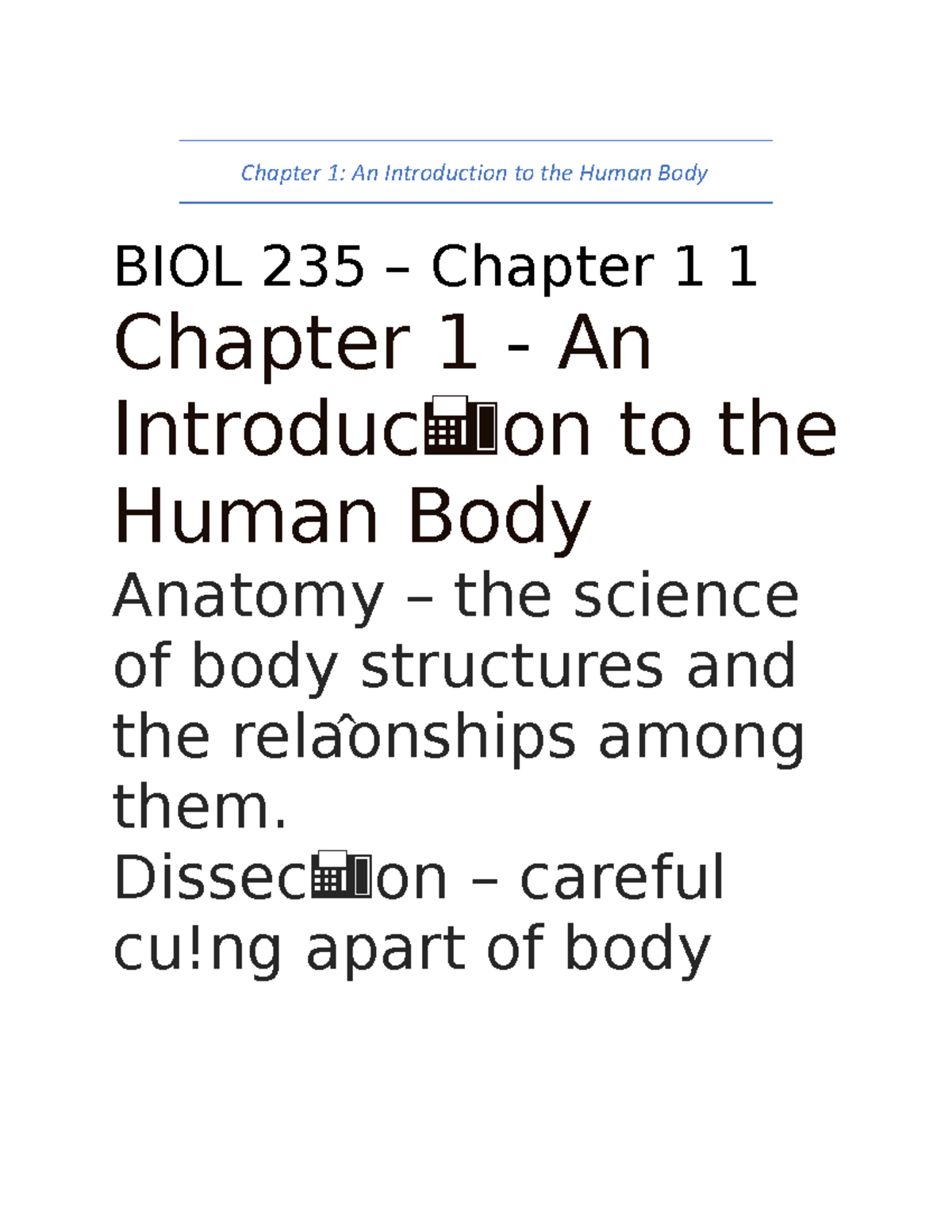 Chapter 1 - Chapter 1: An Introduction To The Human Body BIOL 235 ...