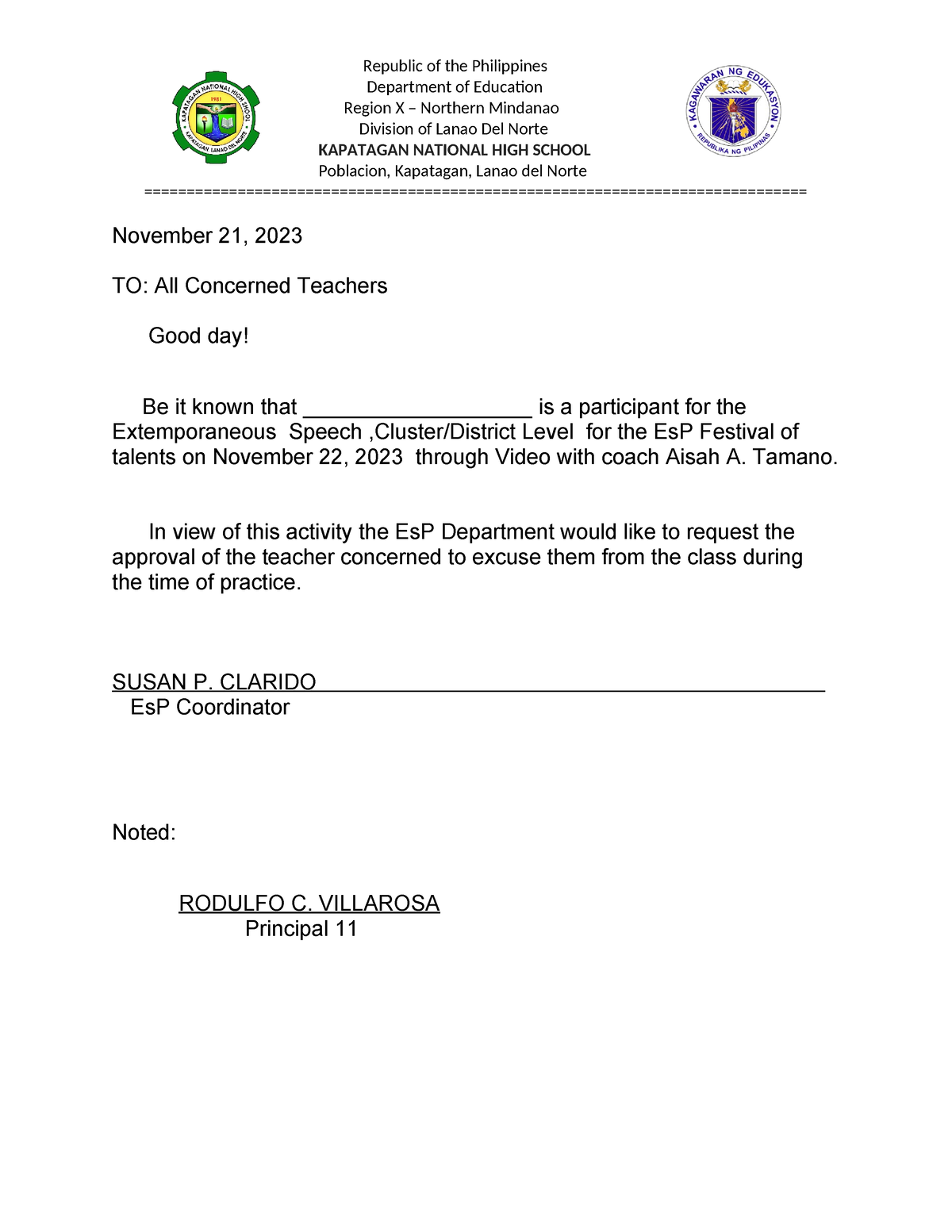 November 21 - Department of Education Region X – Northern Mindanao ...