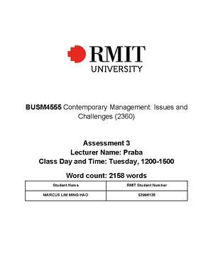 BUSM4555 Assignment 3 - A sample of what you might get - BUSM 4555 ...
