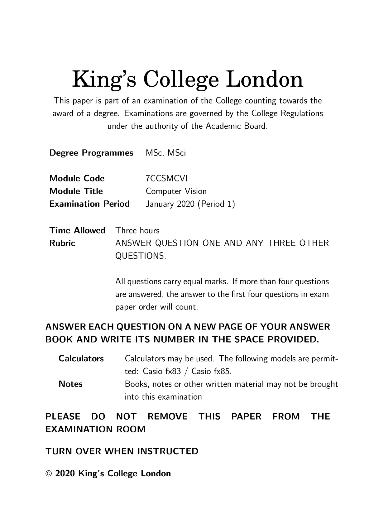 7 Ccsmcvi Questions - King’s College London This Paper Is Part Of An ...