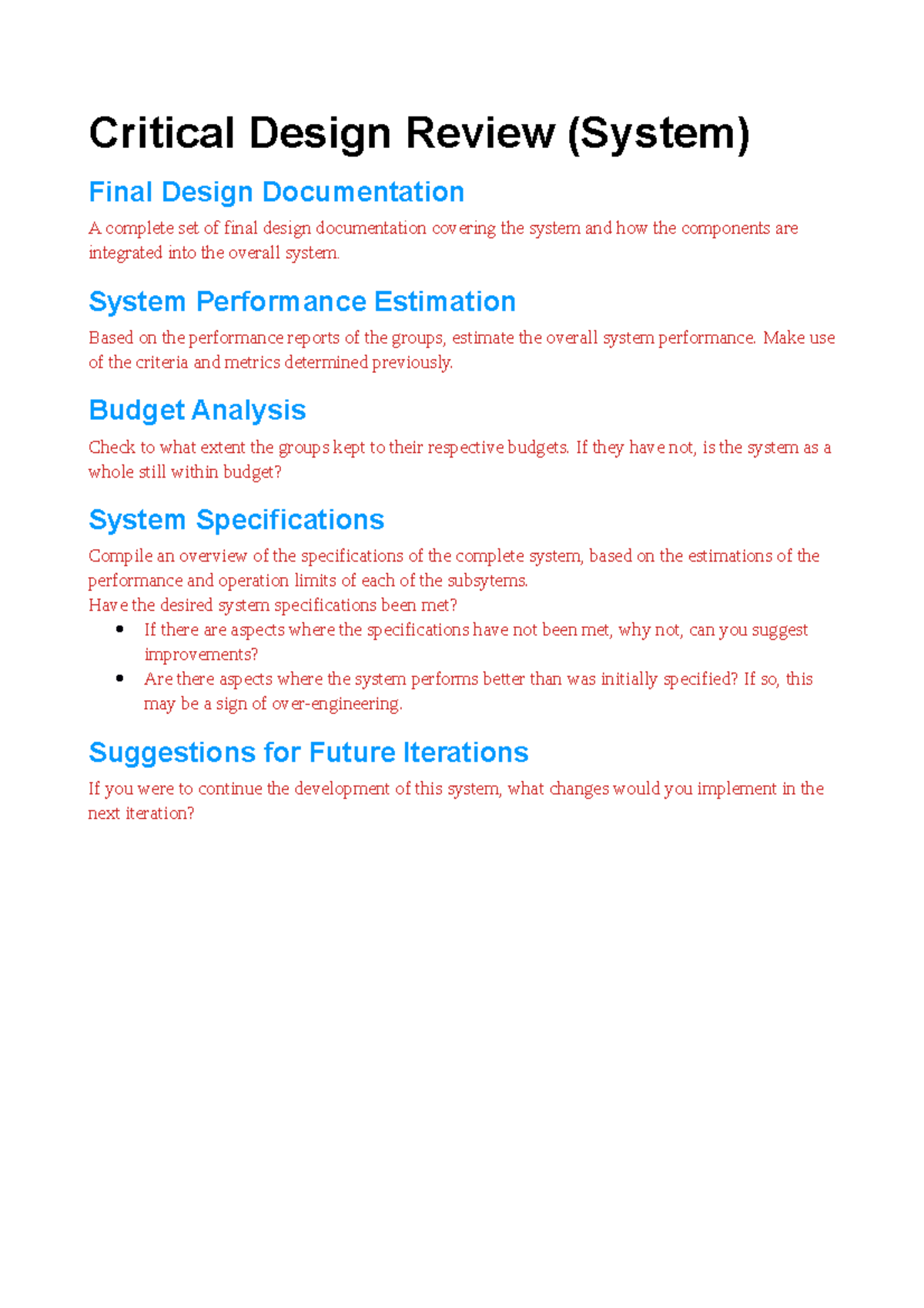 ME46015 PMD PF4 Critical Design System Template Critical Design