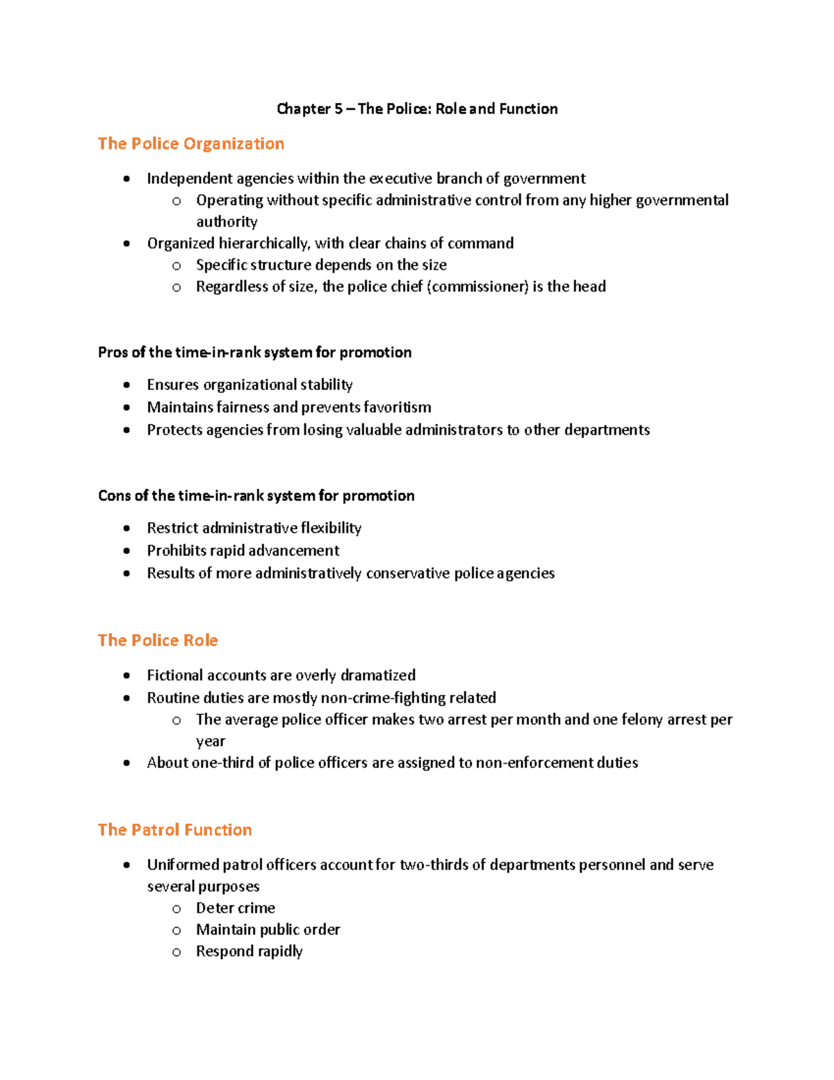 Chapter 5 The Police Role And Function Different Levels Reactive Patrol Proactive Patrol