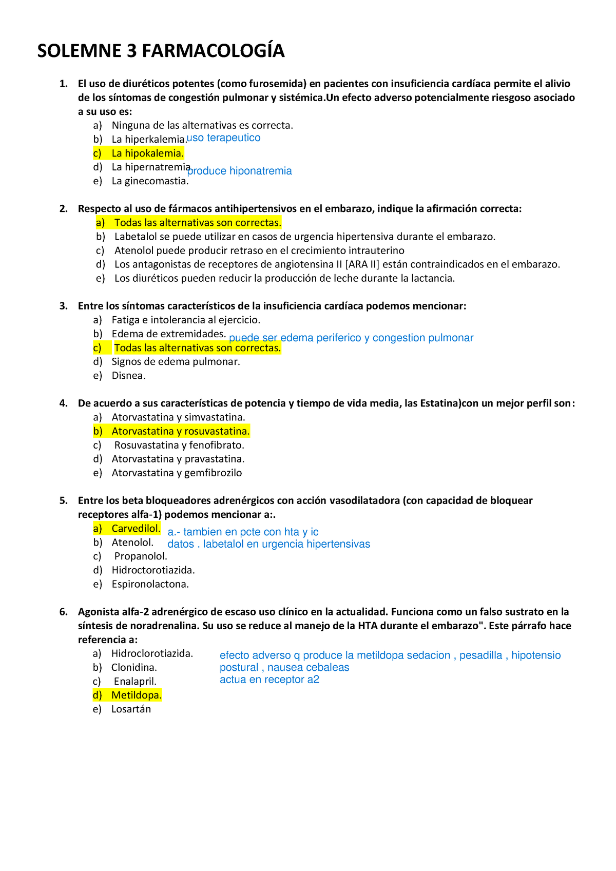 S3 FÁ Rmaco R - Prueba - SOLEMNE 3 FARMACOLOGÍA El Uso De Diuréticos ...