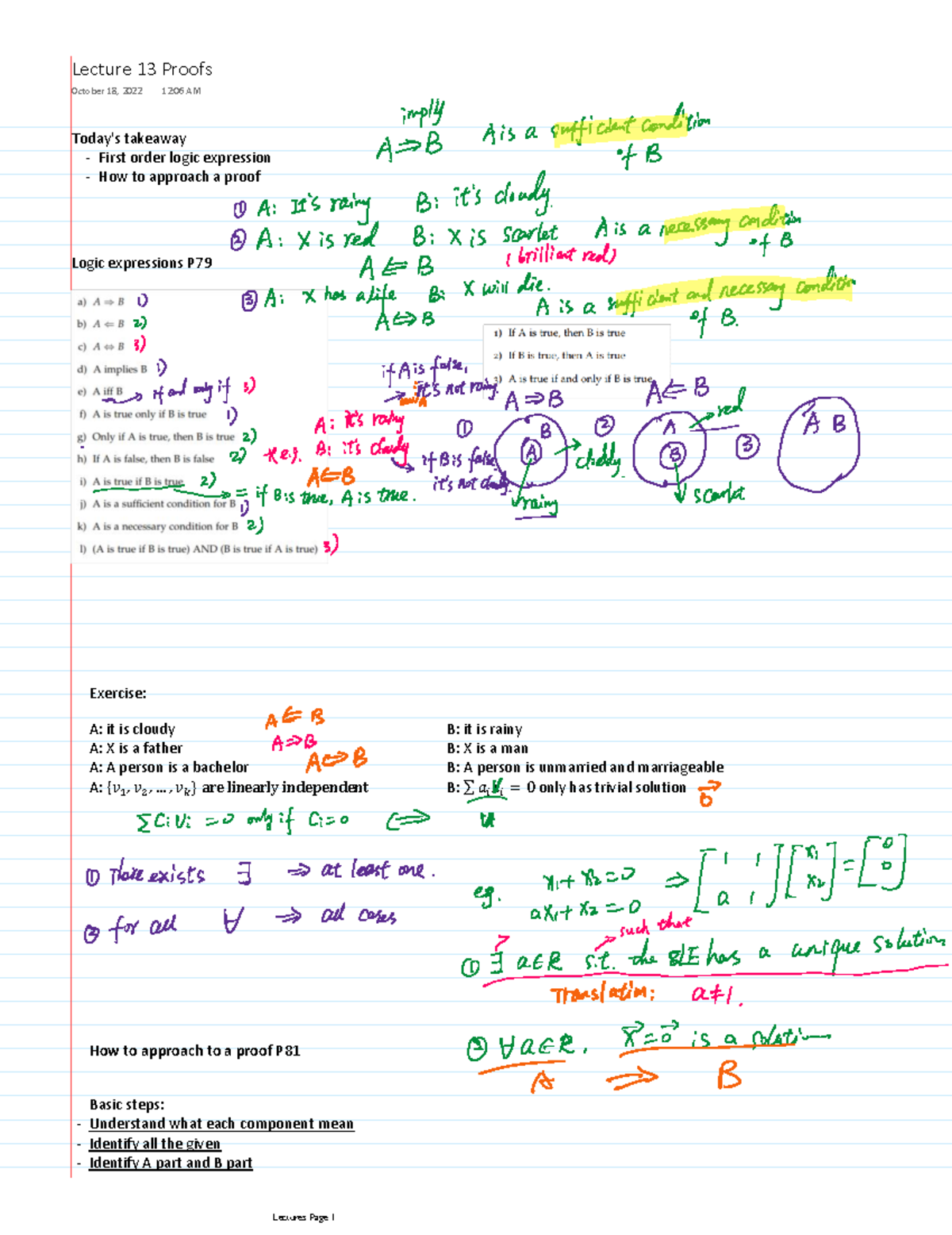 Lecture 13 Proofs - unit summary - Today's takeaway - First order logic ...