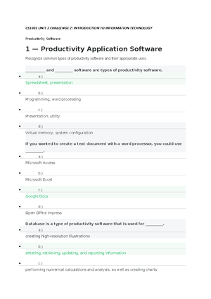 CS1001 UNIT 2 Challenge 2 - CS1001 UNIT 2 CHALLENGE 2: INTRODUCTION TO  INFORMATION TECHNOLOGY - Studocu