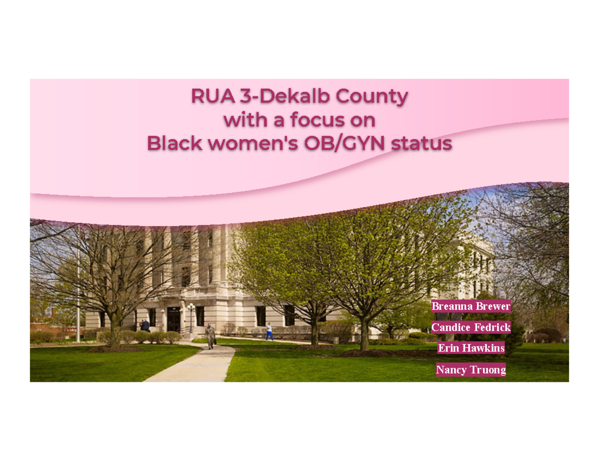 RUA 3-Dekalb County with a focus on Black women's OB GYN status - RUA 3 ...