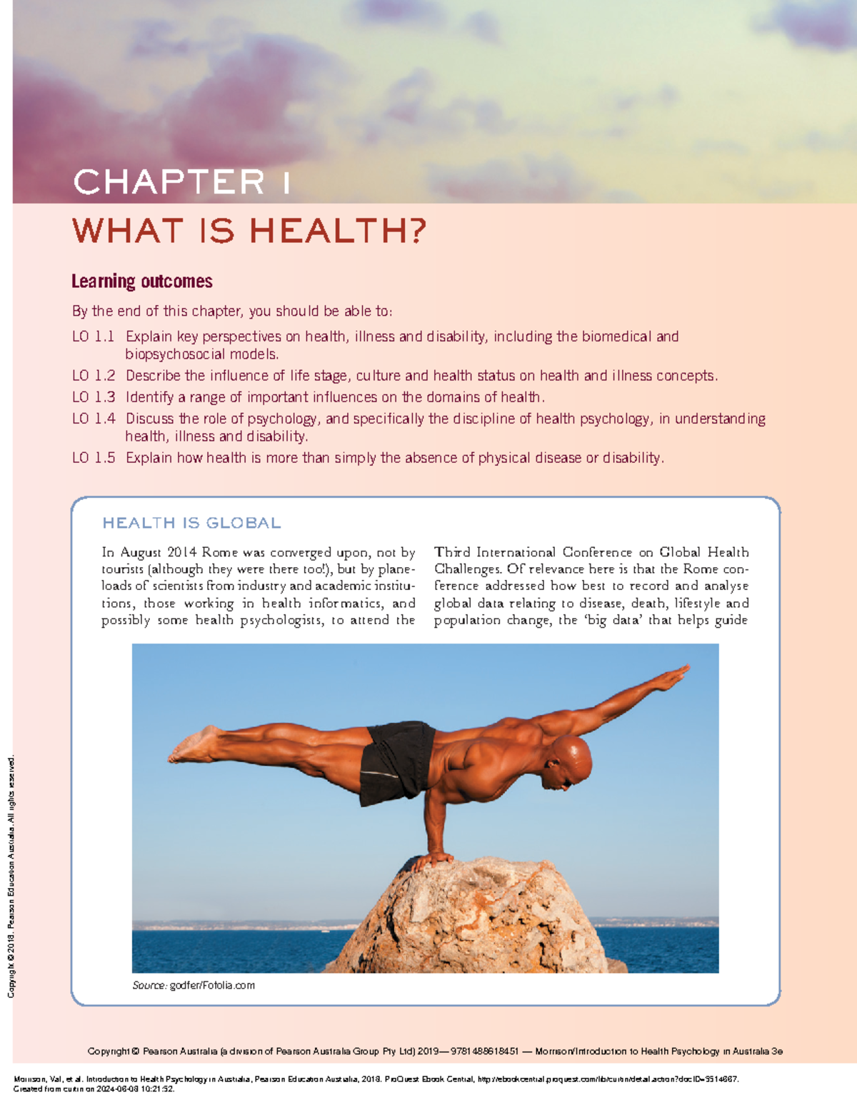 Textbook - Introduction to Health Psychology in Australia - (Chapter 1 ...