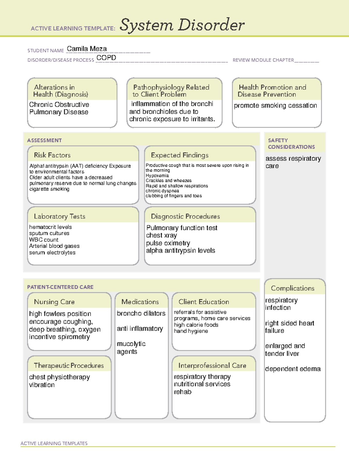 Remediation 11 COPD COPD ACTIVE LEARNING TEMPLATES System Disorder 