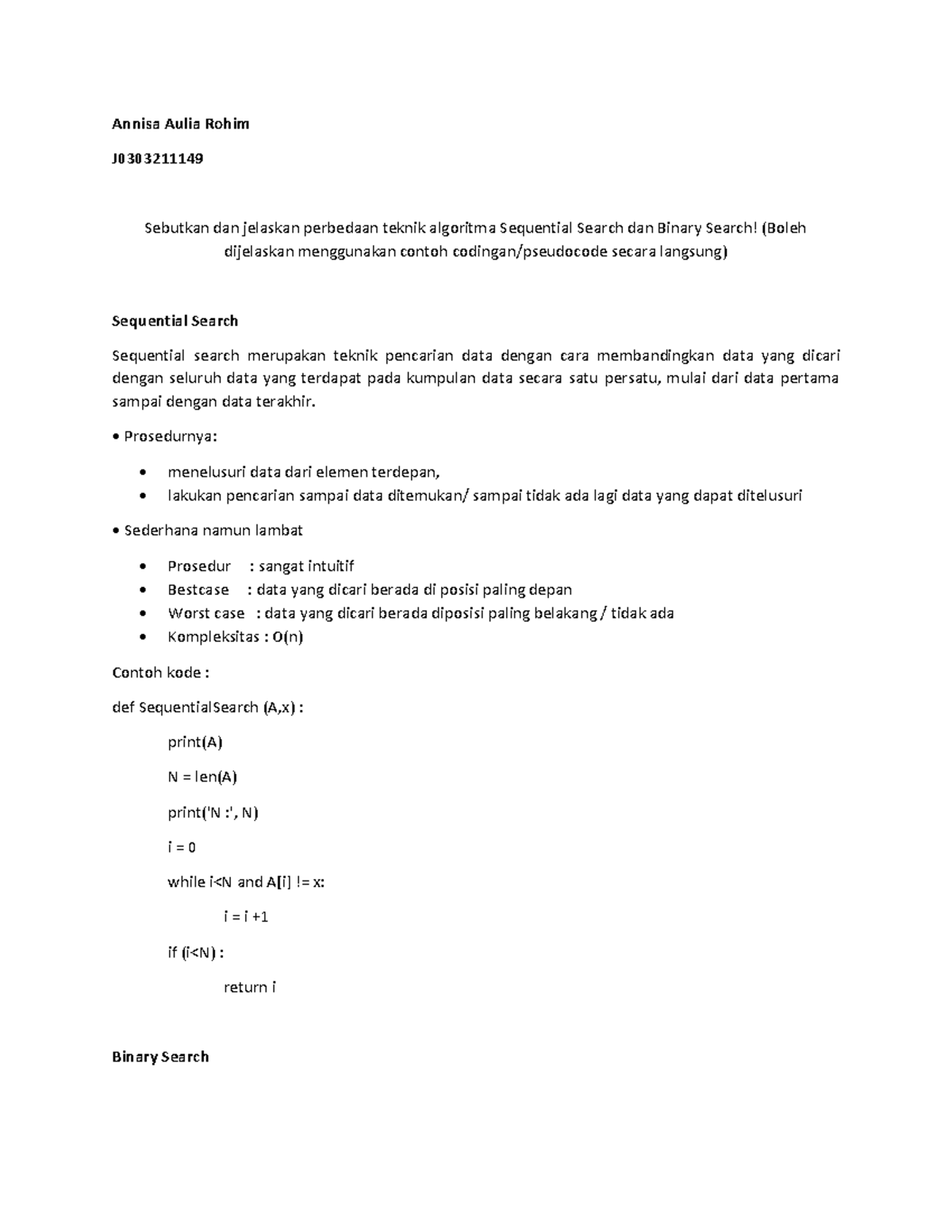 Sequential Search Dan Binary Search Prosedurnya Menelusuri Data Dari Sequential Search Dan Binary Search Prosedurnya Menelusuri Data Dari