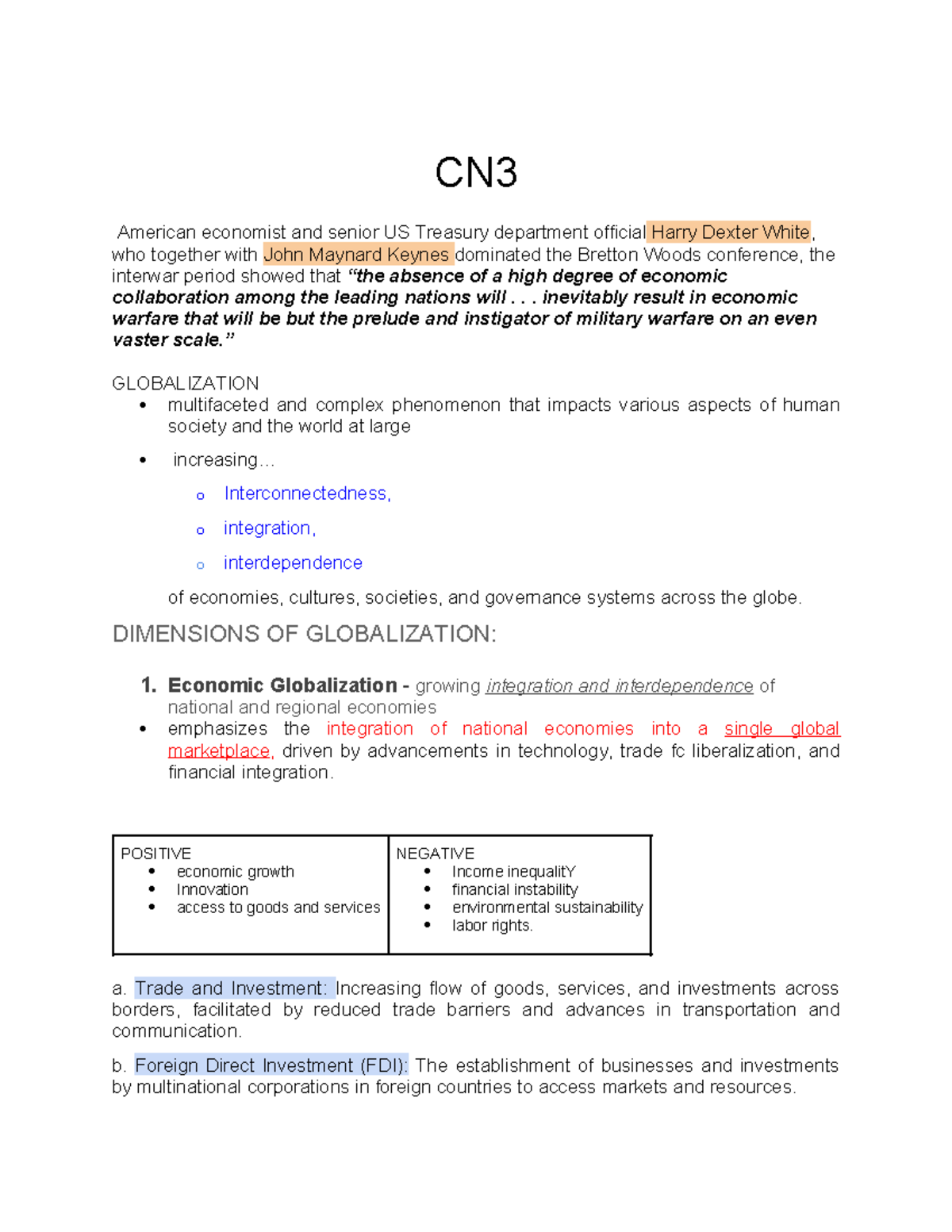 Contempo midterm notes ( cn3- dimensions, cn4- , chap 2 ritzer) - CN ...