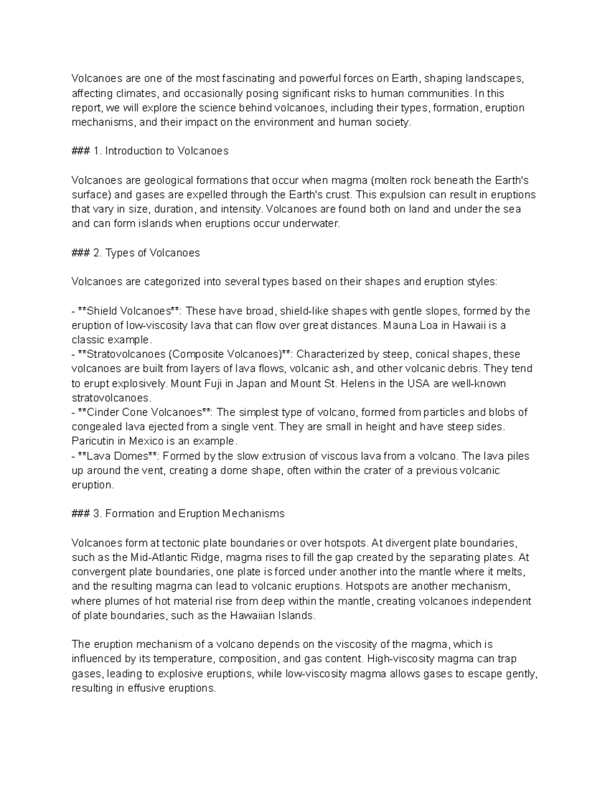 Science report volacanos - Volcanoes are one of the most fascinating ...
