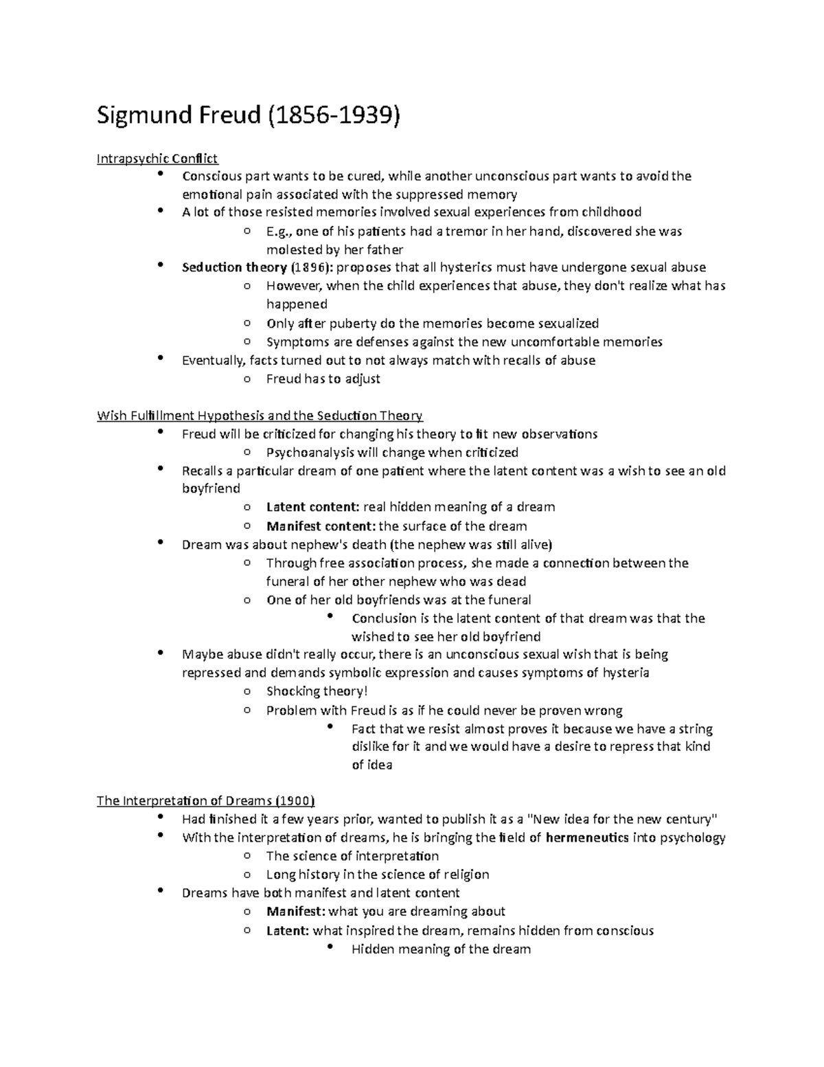Cliff Notes Freud | SparkNotes – HWGD