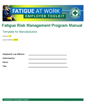 Fatigue management plan - Fatigue Management Plan Highways Fatigue ...