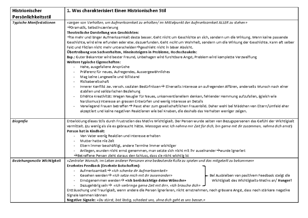 Histrionischer Persönlichkeitsstil Was charakterisiert Einen