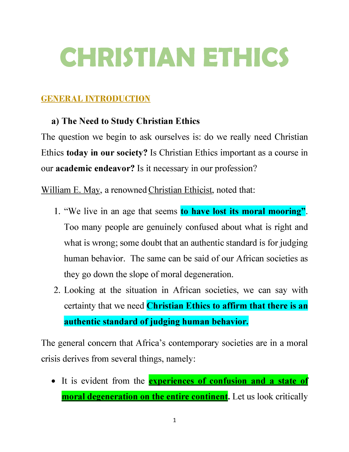 research topics on christian ethics
