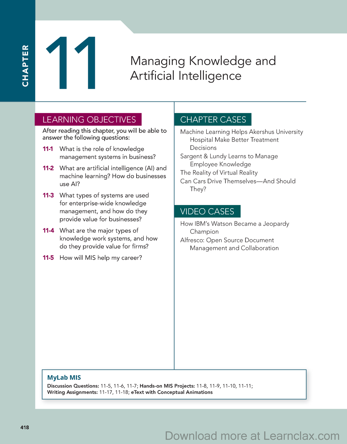 Ch 11 SIM Managing Knowledge And Artificial Intelligence - 418 MyLab ...