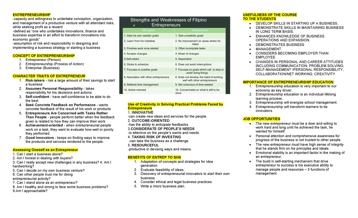 Entrep REV - ENTREPRENEURSHIP -capacity and willingness to undertake ...