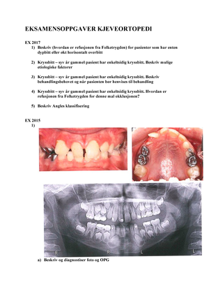 Eksamen 2017 Sporsmal Kjeveortopedi Tpbakje Uib Studocu