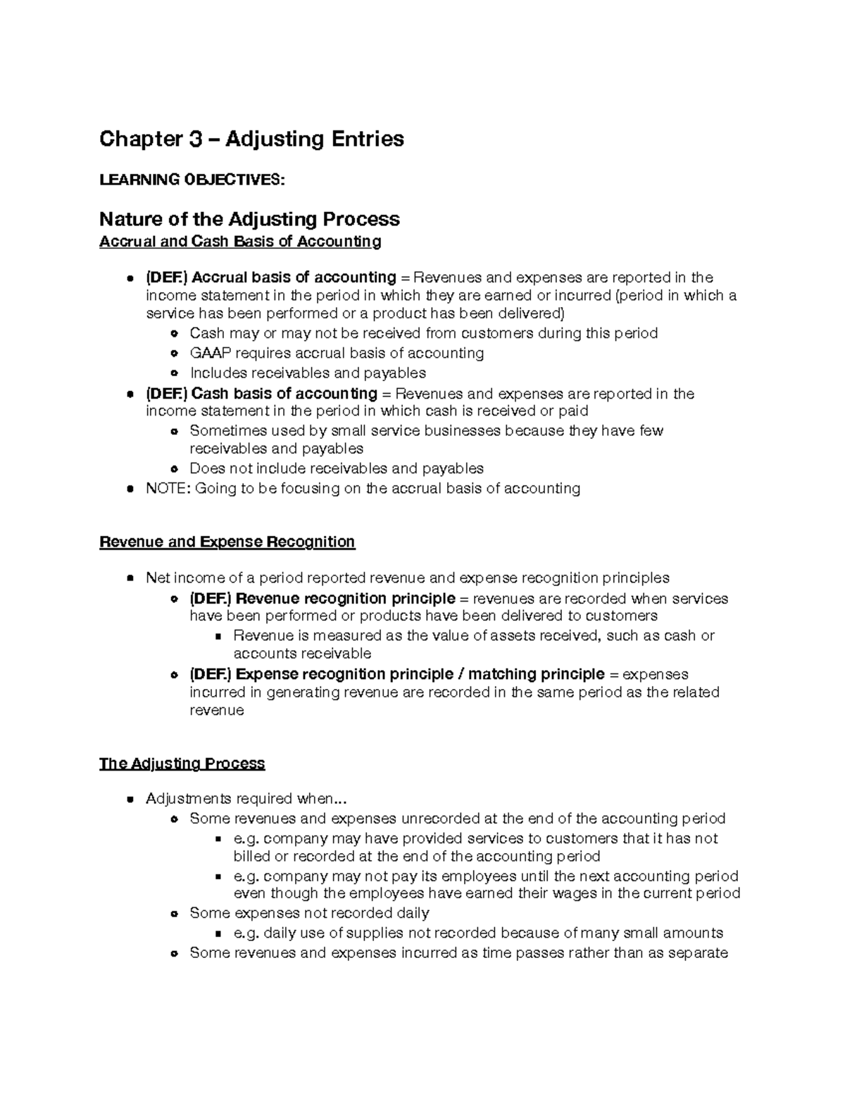 Chapter 3 - Fall 2019 - Chapter 3 – Adjusting Entries LEARNING ...